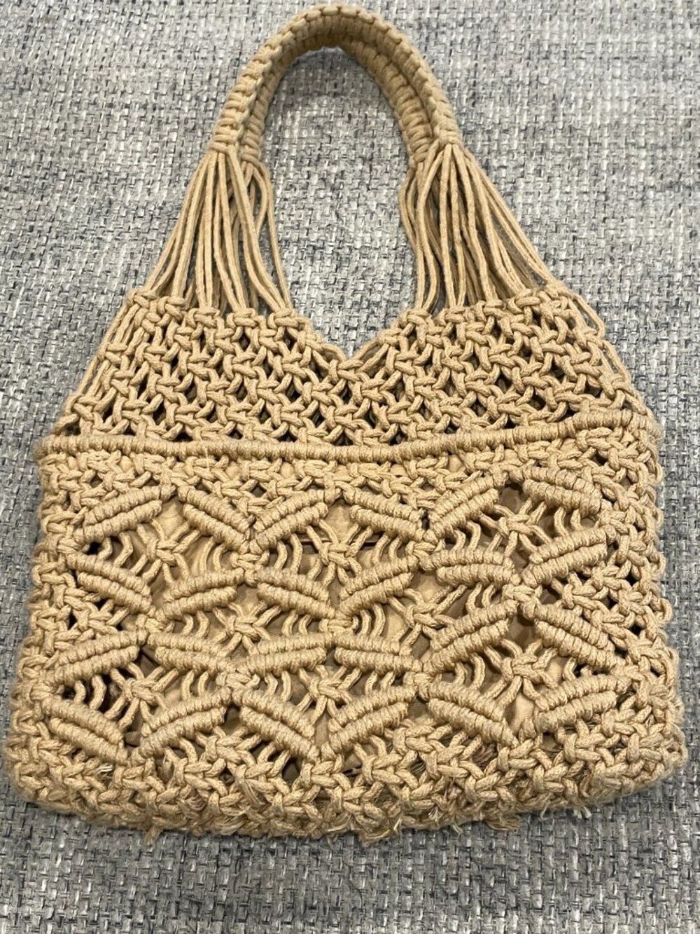 Macrame Crochet Mesh Hand Bag Knit Purse Cotton Woven boho bag 70s Festival Soft